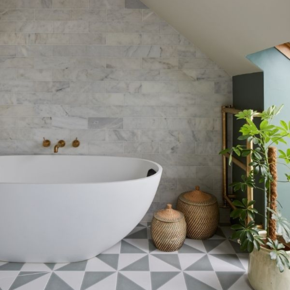 Ca' Pietra Parisian Cafe Tri Dove Grey Porcelain Textured Tiles - Image 1